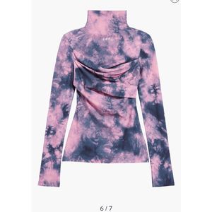 Off-White Designer Second Skin Tie Dye Turtleneck Top